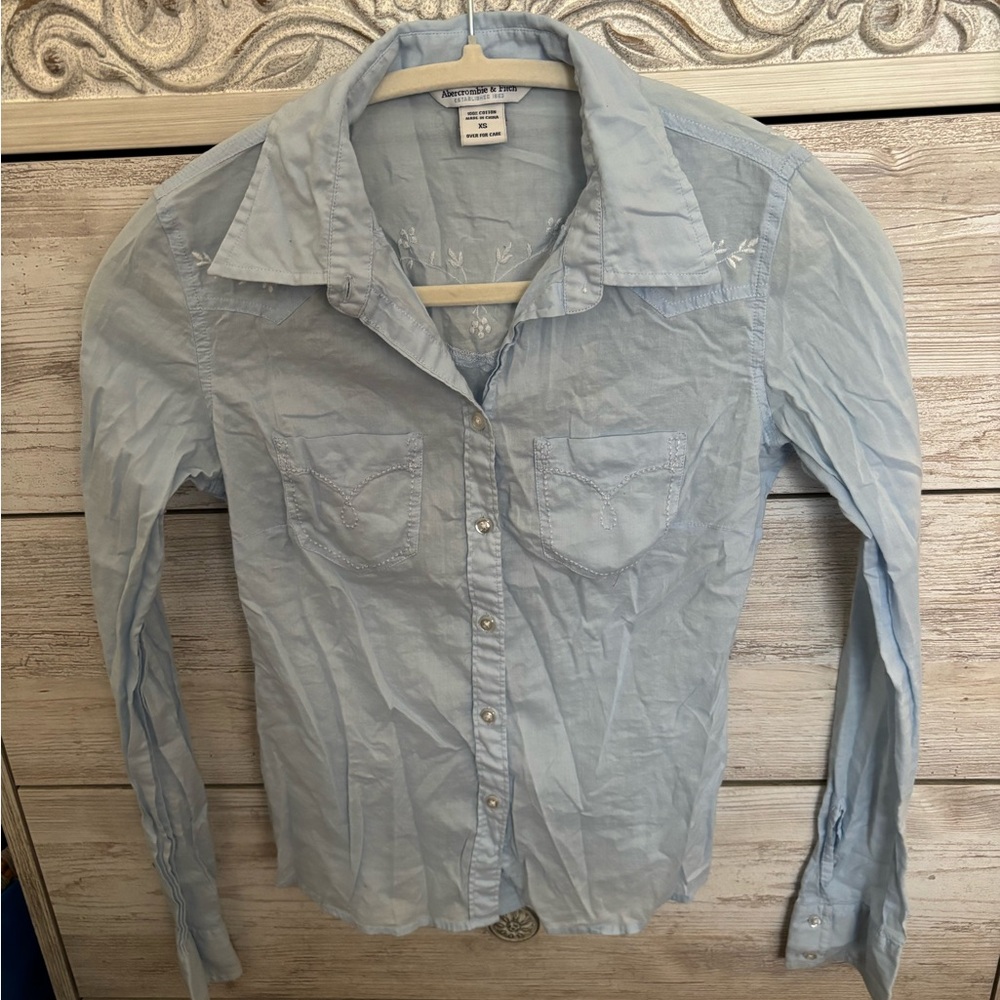 Abercrombie & Fitch Light Blue Casual Button Down Shirt